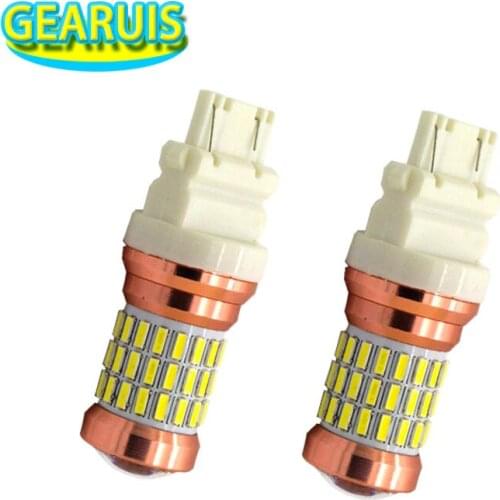 4pcs High lumen T25 3156 3157 60 SMD 4014 Lens LED Spot Singal Lamp Reverse Back Up Brake Stop Turn Tail Lights Amber 12V-20V
