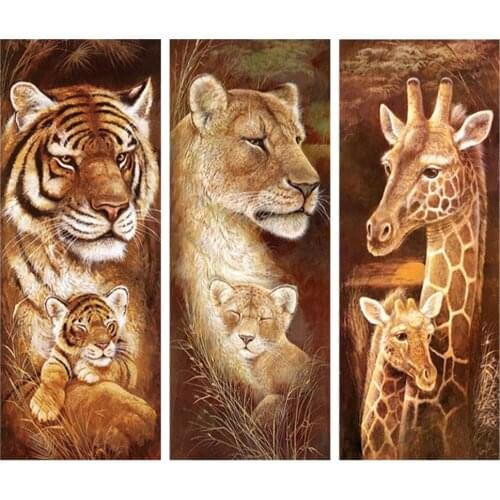 Animal Diamond Embroidery 5D DIY Diamond Painting Christmas Tiger and Giraffe Cross Stitch Full Rhinestone