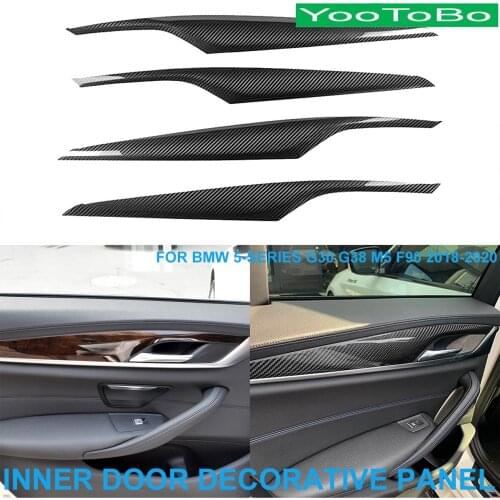 LHD RHD Car Styling Real Carbon Fiber Interior Inner Door Decorative Panel Cover Trim Sticker For BMW 5-Series G30 G38 2018-2020
