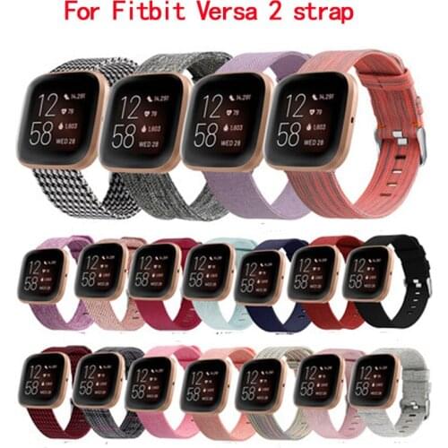 Watch band bracelet for Fitbit versa 2/versa LITE/versa smart watch casual nylon denim canvas leather strap for Fitbit versa 2