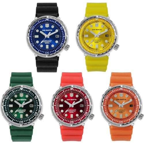 San Martin TUNA Diver Watch Stainless Steel Automatic Men Watch 30Bar Water Resistant Luminous Sapphire Mechanical Watch