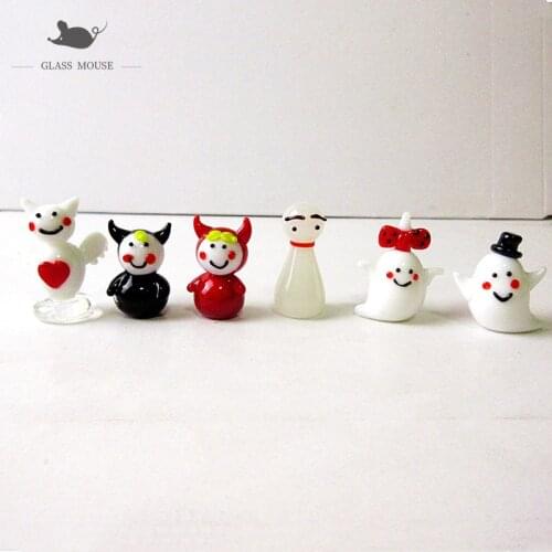 Decorative Figurines Miniature Glass Ghost Ornaments Japan Style Home Garden Halloween Decor Handmade Glass Little Devil Statues