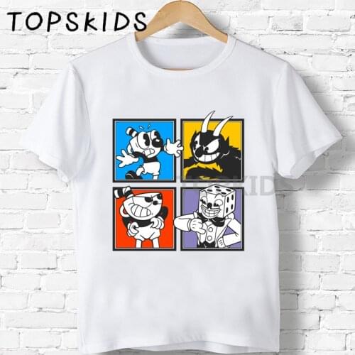 2021 Dabbing Cuphead Cartoon Print Kids T-shirts Boys Girls Funny Baby Tops Children Summer Short Sleeve T shirt,HKP5199