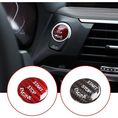 For BMW E70 X5 E71 X6 E81 E90 E91 E60 F30 F35 F10 F11 F01 F15Carbon Fiber Car Engine Start Stop Switch Button Trim Cover Sticker