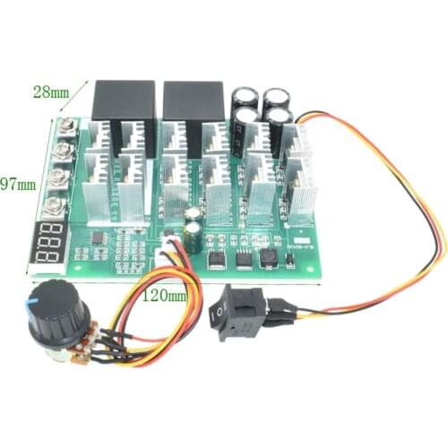 DC Motor Speed Controller with Reversible Switch, Scale Positioning 12V 24V 36V 48V 60A DC Motor Governor 0~100% Adjustable
