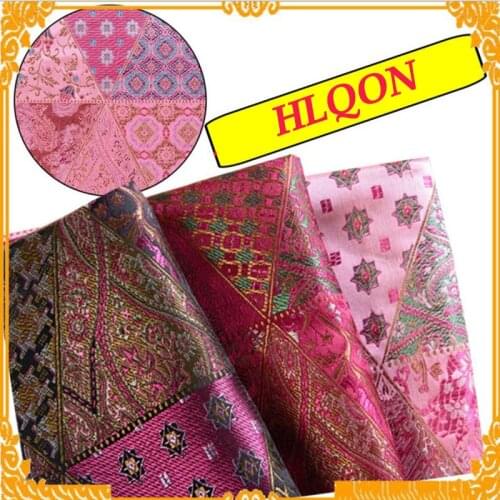 HLQON dyed jacquard brocade colorful golden tower fabric for DIY Quilting sewing dress clothing material tissue by 100x115cm