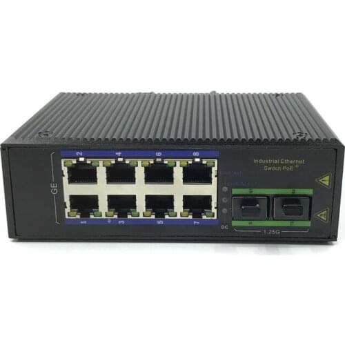 Managed industrial PoE Switch Dual power PoE Switch DIN-Rail Terminal Gigabit 10/100/1000Mbs 8-port RJ45 industrial