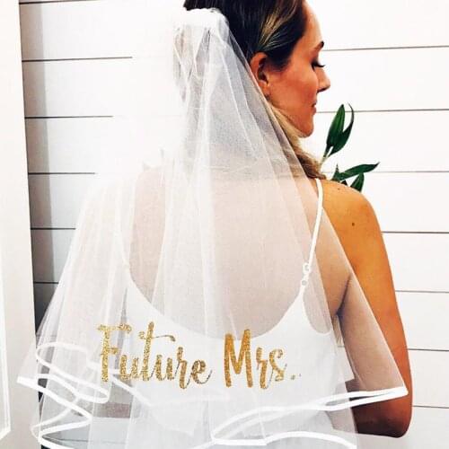 Future Mrs short veil Makeup Bag Wedding Engagement Bridal Shower Bride to be Gift Bachelorette hen Party decoration Photo props