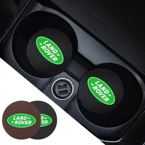1 Pair Leather Water Cup Mat Car Accessories Interior Decoration For Land Rover Discovery Range Defender Evoque Velar Freelander