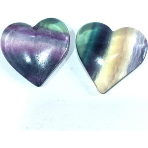 Beautiful 1pc Natural Colorful Fluorite Quartz Crystal Heart Shaped Healing Stones Decoration Natural Stones and Crystals