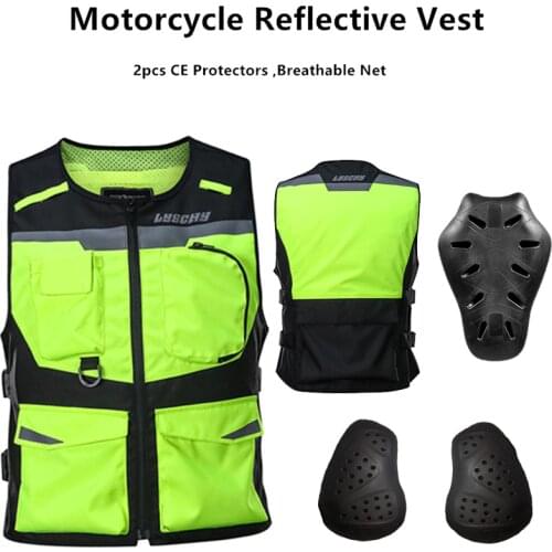 LYSCHY 2 PCS Protect Pads Motorcycle Vest Bike Knight Racing Men Women Reflective Moto Riding Jackets Black M-XXXL Chaleco Para