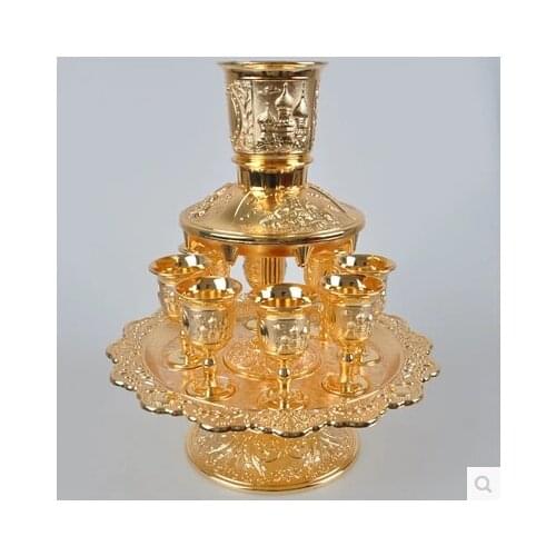 8PCS/set metal wine set 1flagon+6cups alcohol distiller beer brewing for home bar JJ032