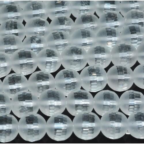 AA Grade Quality Natural Crystal Quartz Faceted Frosted Round Beads 8mm,10mm