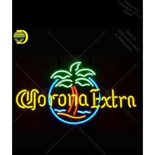 Neon sign Neon Light Sign Coron Extra Circle Palm tre Neon Bulb Sign Decor Coffee Neon Real Glass Neon Polis Signage Shop Aviz
