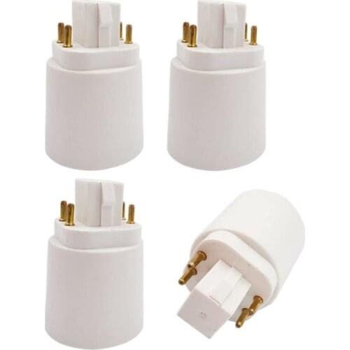 NEW 4PCS G24 4 Pin To E26/E27 ES Edison Screw Light Bulb Socket Lamp Adaptor Converter PBT Housing