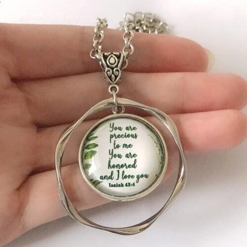 New Arrival Christian Jewelry Cabochon Inspirational Bible Verse Pendant Isaiah 43:4 Necklace For Women Girls Gifts