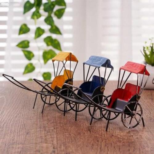 New TV Cabinet Rickshaw Manpower Crafts Creative Small Ornaments Wrought Iron Zakka Living Room Furnishings Retro Decorations