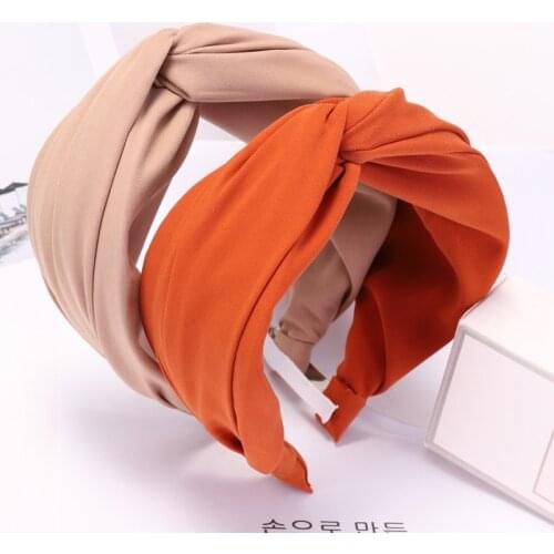 Haimeikang Solid Color Cloth Cross Hairband Headband Turban for Women Lady Wide Plastic Hair Hoop Bezel Hair Bands Accessories