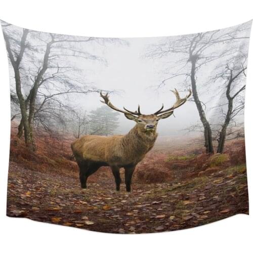 Autumn Forest Animal Deer Wall Tapestry Home Wall Decor Bedroom Tapestry Wall Hanging Yoga Mat Picnic Mat