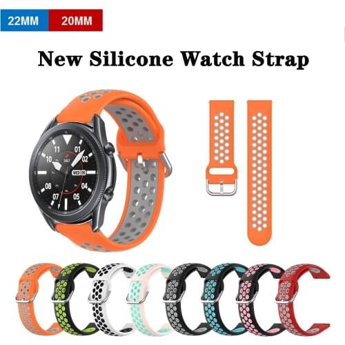 20mm 22mm Strap for Samsung Galaxy Watch 3 45mm 41mm Sport Silicone Double Colour Replacement Bracelet For Huawei Watch GTR 2e 2