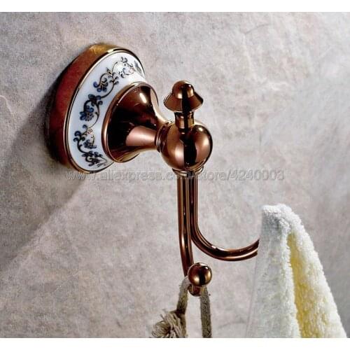 Rose Gold Brass Wall Mounted Robe Hook,Clothes Hook Black Brass Bathroom Hardware Robe Hooks,Bathroom Accessories Kba384