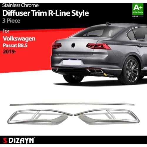 For Volkswagen Passat B8,5 Chrome Diffuser Trim R-Line Modell Stainless Steel 3 Pcs Model Year 2019