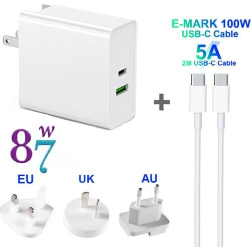 87W Dual Port PD USB Charger For Apple 15 inch Macbook Pro iPad iPhone 11 XR XS Max Samsung USB Type C Laptop Power Adapter