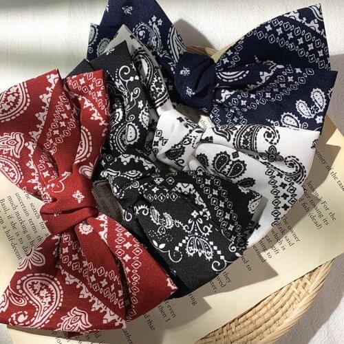 Chiffon Bowknot With Clip Women Girls Elegant Bow Tie Hairpins Vintage Printing Hair Clip Prom Hair Accessories Party