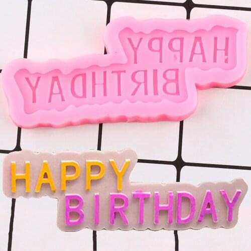 Happy Birthday Cake Border Silicone Mold Fondant Cake Decorating Tools Chocolate Gumpaste Moulds Candy Mould Polymer Clay Molds