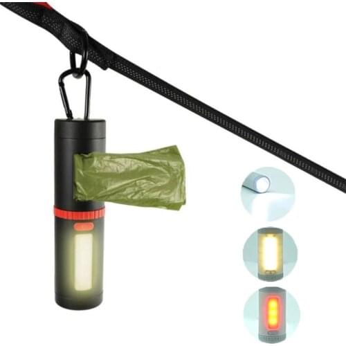 Outdoors Dog Poop Dispenser Multifunction With LED Flashlight multiple modes Dog Poop Scooper Travel Foldable Walking Dog Bag