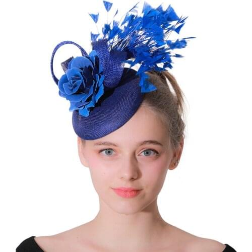 Royal Blue Race Occasion Fascinator Hats Nice Bowknot Bridal Wedding Church Hats Women Fancy Cocktail Party Base Multiple Colors