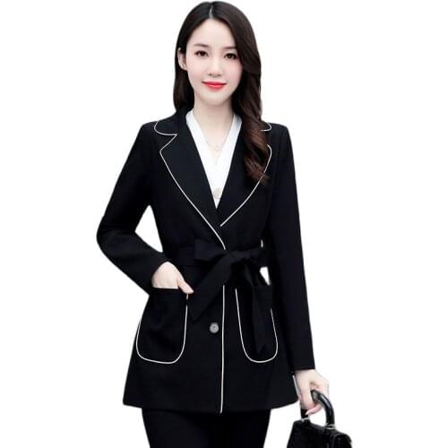 Korean Small Suit Jacket For Women 2021 Spring Autumn British Style Fashion Casual Belt Waist Temperament Blazer Jackets aq1292