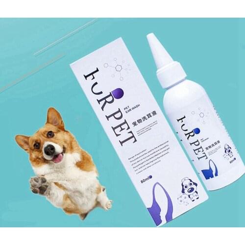 80ml Pet Ear Wash Liquid Dog Dog Cat Universal Ear Mite Pet Ear Drops Dog Ear Care Supplies Pet Ear Cleaning Tool