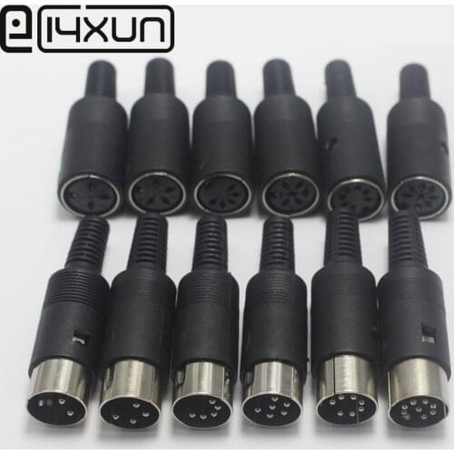 1pcs/lot DIN 3/4/5/6/7/8 Male&Female Plug Socket Connector with Black Plastic Handle Adapter