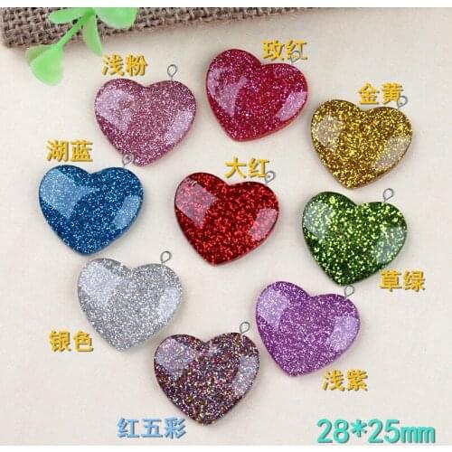 10pcs 28*25MM DIY Resin heart charms heart-shaped flatback patch kawaii cabochon paster resin craft jewelry ornament decoration