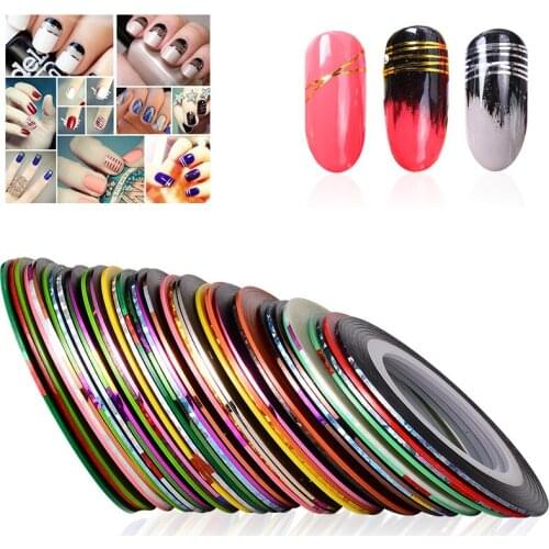 10pcs/lot Mixed Random 3D Striping Nail Tape Round Nair Art Decoration Line Sticker Press On Nails Decal DIY Manicure Tool C001
