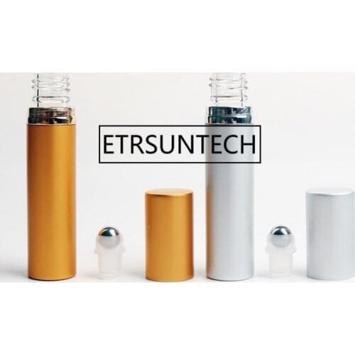 100pcs 8ml Gold Silver empty roll on container roller perfumes eye cream bottles essential oil bottle with stainless steel ball