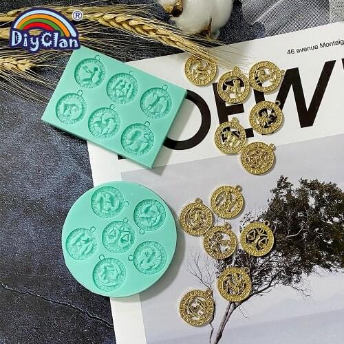 12 Constellations Pendant Silicone Mold For Necklace Resin Jewelry Accessories Making Crafts Mould Chocolate Fondant Cake Tools