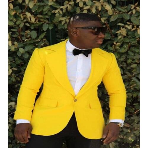 2017 Latest Coat Pant Designs Yellow Men Suit Slim Fit 2 Piece Tuxedo Custom Fashion Blazer Party Prom Suits Terno Masuclino 6