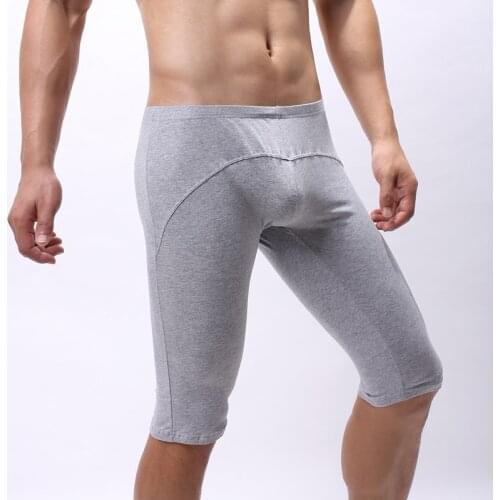 2XL Seamless Sleep Bottoms Men Long Boxer Shorts Underwear Pijama Lounge Pants Cotton Sleepwear Nightwear Sports Fitness Trunks