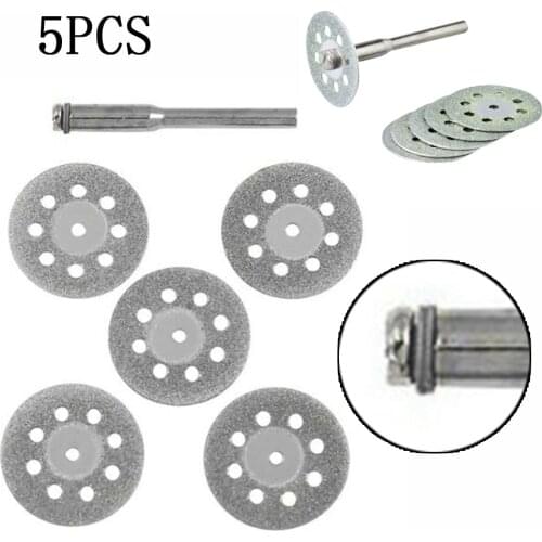 5pcs Diamond Grinding Wheel Saw Cutting Rotary Tools Mini 22mm Sanding Disc Set Accessories With Mandrel For Drill Tool