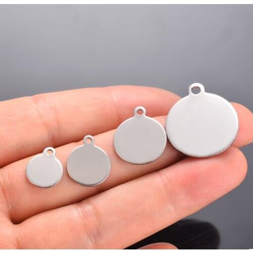 50pcs 8mm/10mm/15mm/20mm Stainless Steel Charms Pendant Round Blank Stamping Dog Tags Pendants For Necklace DIY Jewelry Making