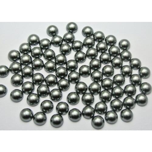 500 Dark Grey Half Pearl Bead 8mm Flat Back Round Gems Scrapbook Craft