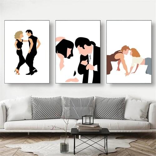 Abstract Funny Pulp Fiction Poster Dancing Wall Art Canvas Print Classic Movie Painting Minimalist Wall Pictures Home Decoration