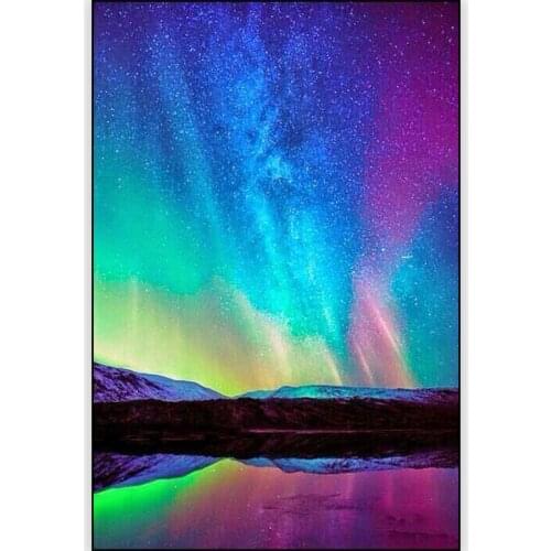 5D Diy Diamond Painting Landscape Polar Aurora and Mountain Cross Stitch Kits Full Drill Square Diamond Embroidery Needlework