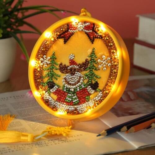 Diamond Painting LED Lamp Light Special Shaped 5D Diamond Embroidery Christmas Elk Rhinestones DIY Diamond Christmas Gift