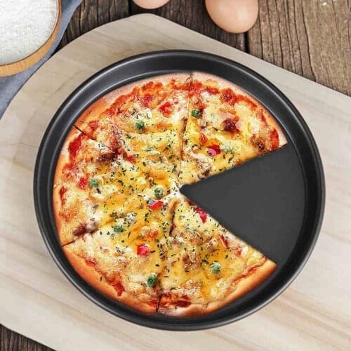 9/10/11/12-Inch Non-Stick Pizza Pan Carbon Steel Pizza Oven Tray Shallow Round Pizza Plate Pan Roasting Tin Baking Tools Bakewar