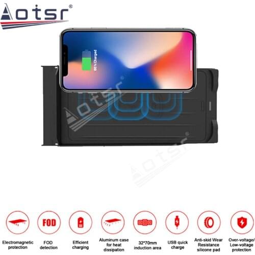 Car Charger QI Fast Charging Smartphone Wireless For Mitsubishi Pajero 2017-2018 For iPhone Samsung Huawei