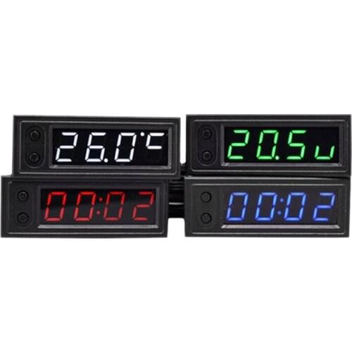 3 In 1 5-50V DIY Car Digital Clock with Temperature Battery Voltage Display Auto Sleep Dimming Backlit Monitor Panel Meter