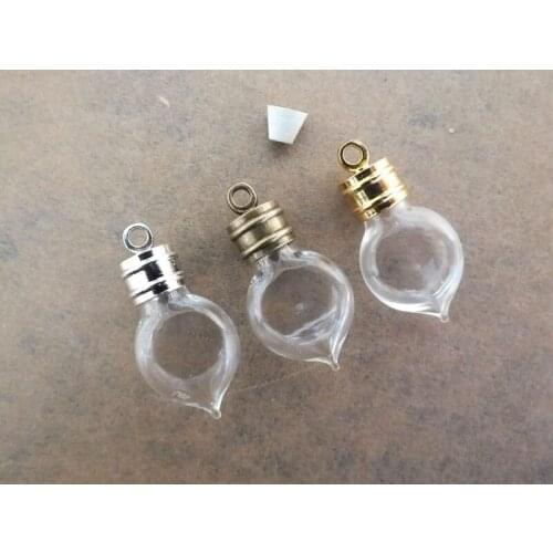 Free ship!! 26x13mm Heart shaped small glass art pendant,Lot mixed color can choose glue cap, fashion glass vial pendant